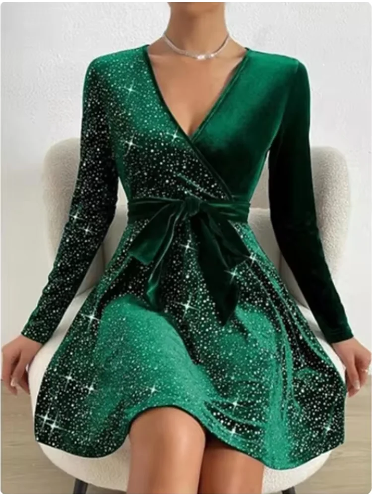 Women's V-neck Sexy Long Sleeved Dress