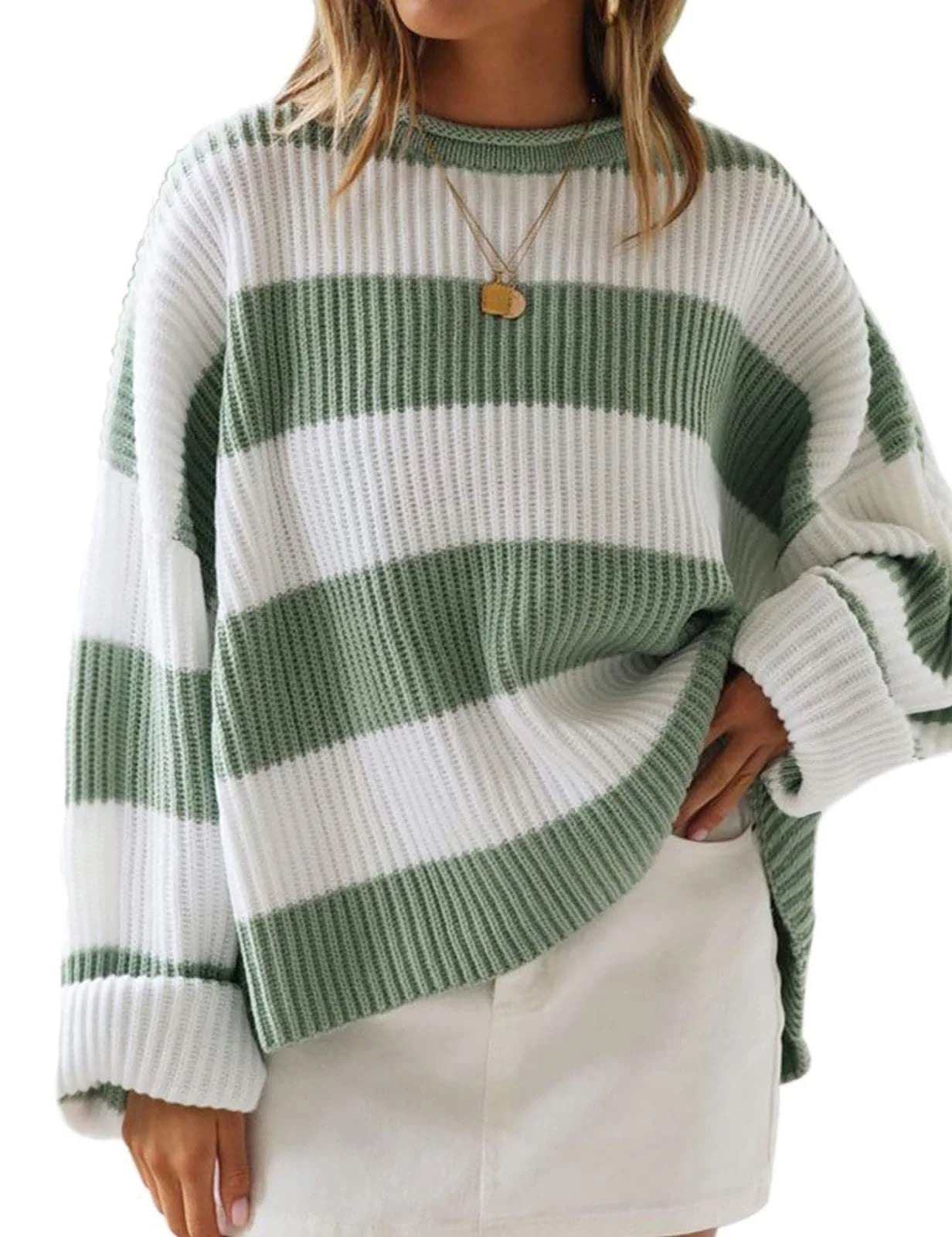 Striped Fall Long Sleeve Crew Neck