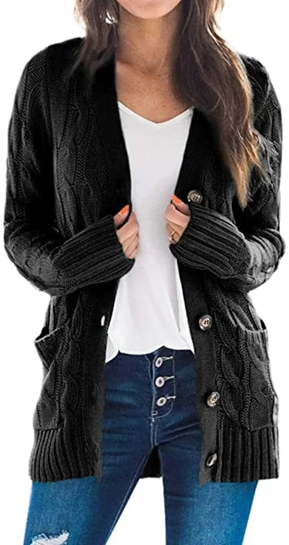 Women's Long Sleeve Knitted Top Jacket Cardigan