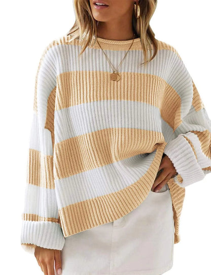 Striped Fall Long Sleeve Crew Neck