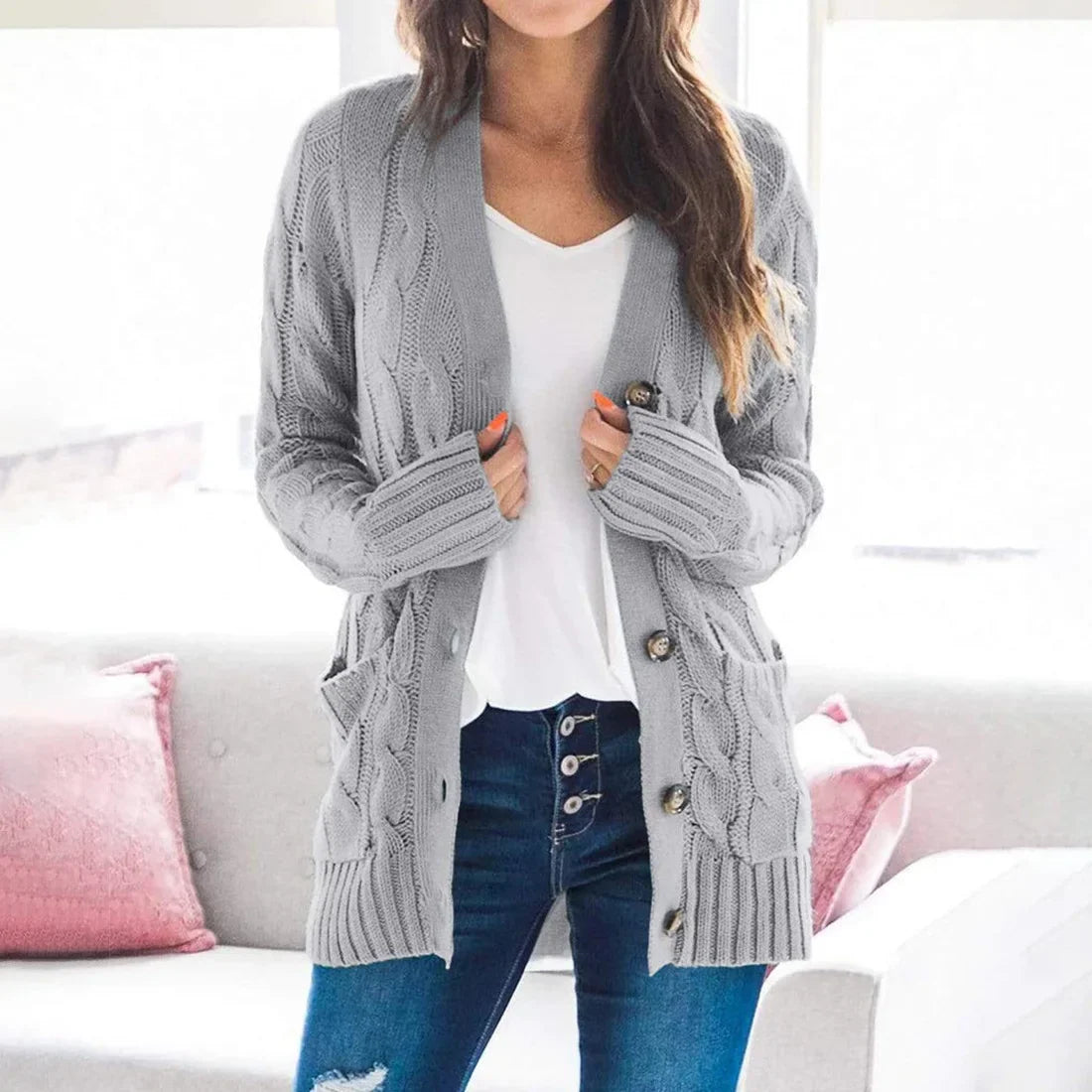 Women's Long Sleeve Knitted Top Jacket Cardigan